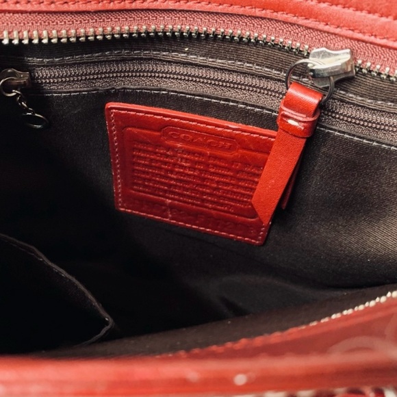 COACH dark red suede carry all with silver buckle. - Picture 7 of 11